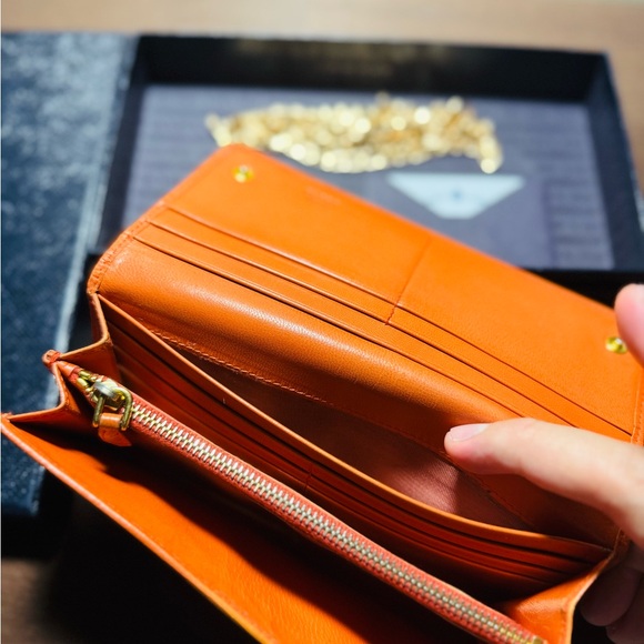 PRADA Saffiano leather long wallet Papaya - Picture 5 of 6